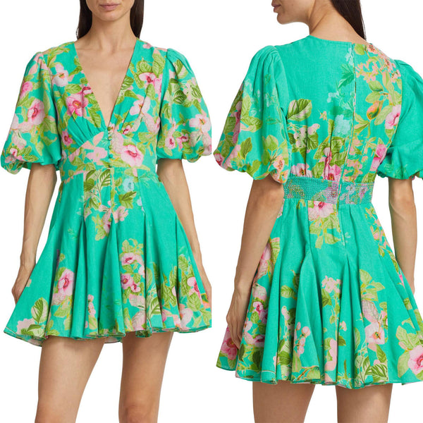 Floral Cotton & Linen Minidress