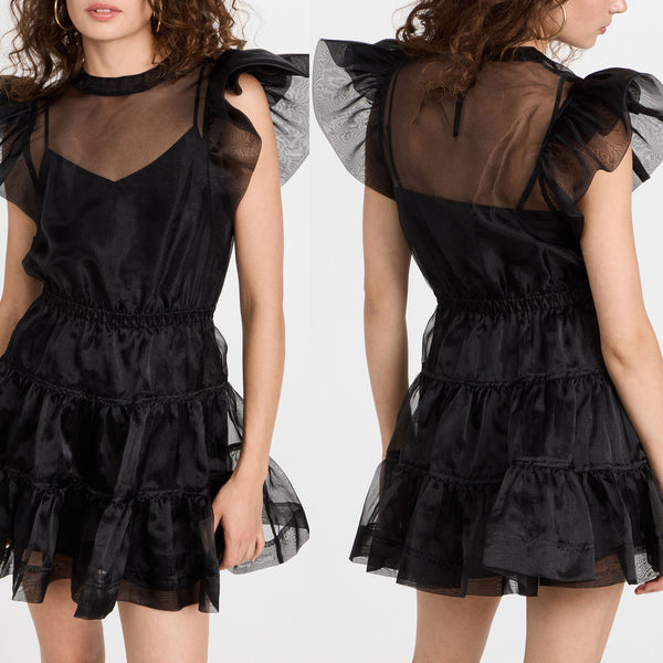 Organza Ruffle Sleeve Mini Dress